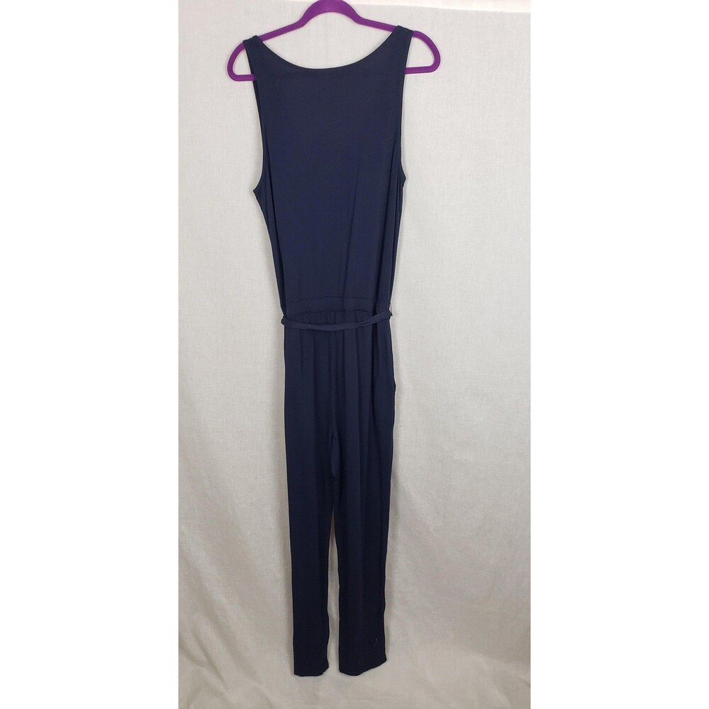 Michael Stars Jumpsuit Womens‎ Large Navy Jane Modal Belted Made USA Casual - Picture 2 of 8